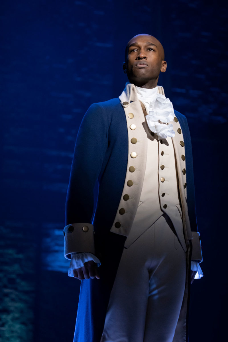 Donal Webber, Jr. as Aaron Burr from the "And Peggy" company of Hamilton