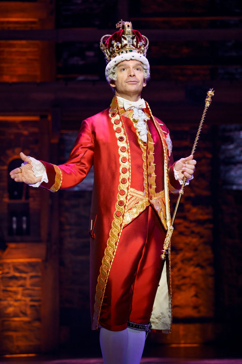 Rick Negron as King George III from the "And Peggy" company of Hamilton